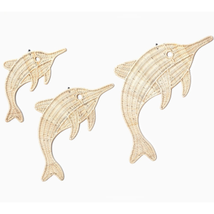 Rotan wanddecoratie Dolphy SET 2